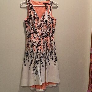 NWT White House black market dress size 0. Cream coral and black floral